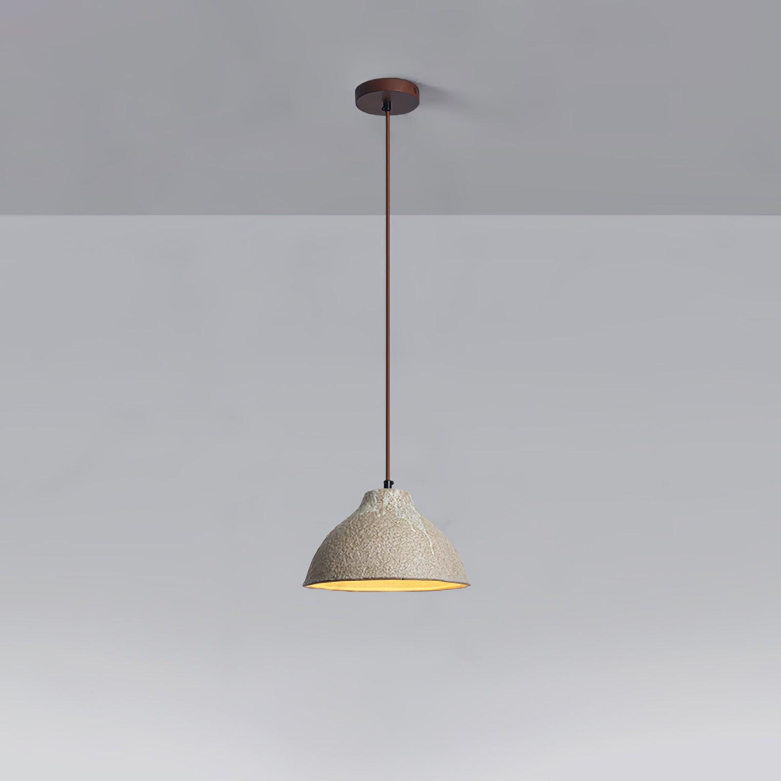 Textured Grey Ceramic Pendant Lamp Wabi Sabi Retro Rustic Hanging Light Fixture