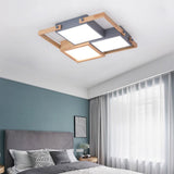 Scandinavian Geometric Wood LED Flush Mount Ceiling Light Modern Interior Fixture