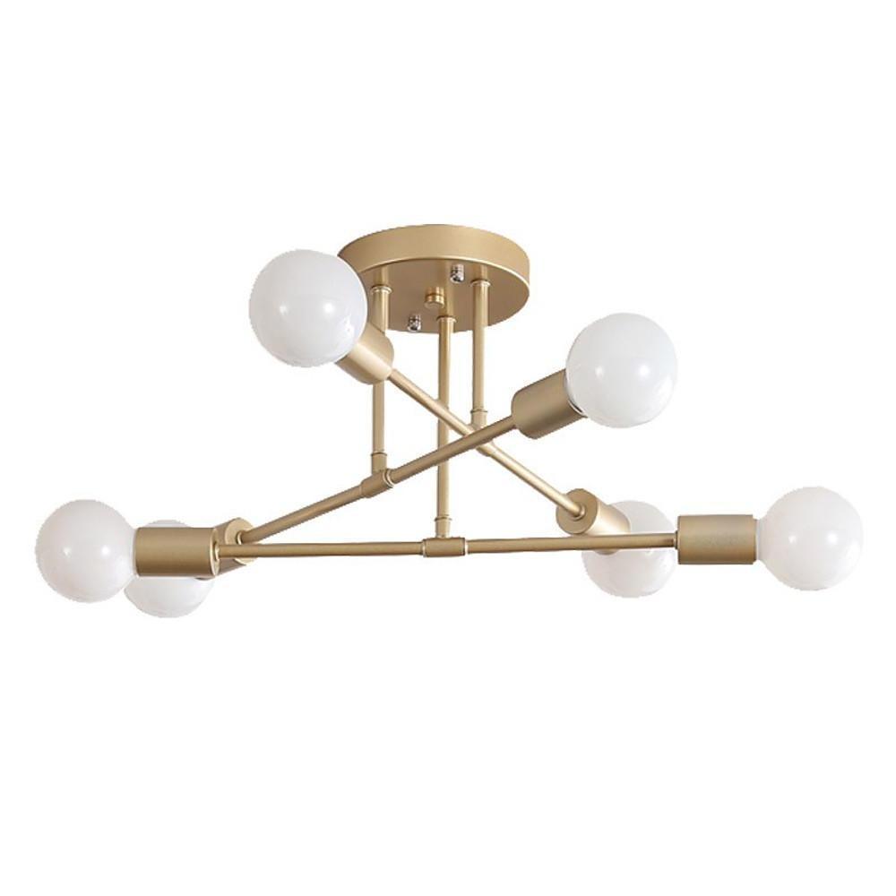 Modern 6 Light Sputnik Chandelier Metal Ceiling Pendant Lamp for Kitchen Living Room Dining Area