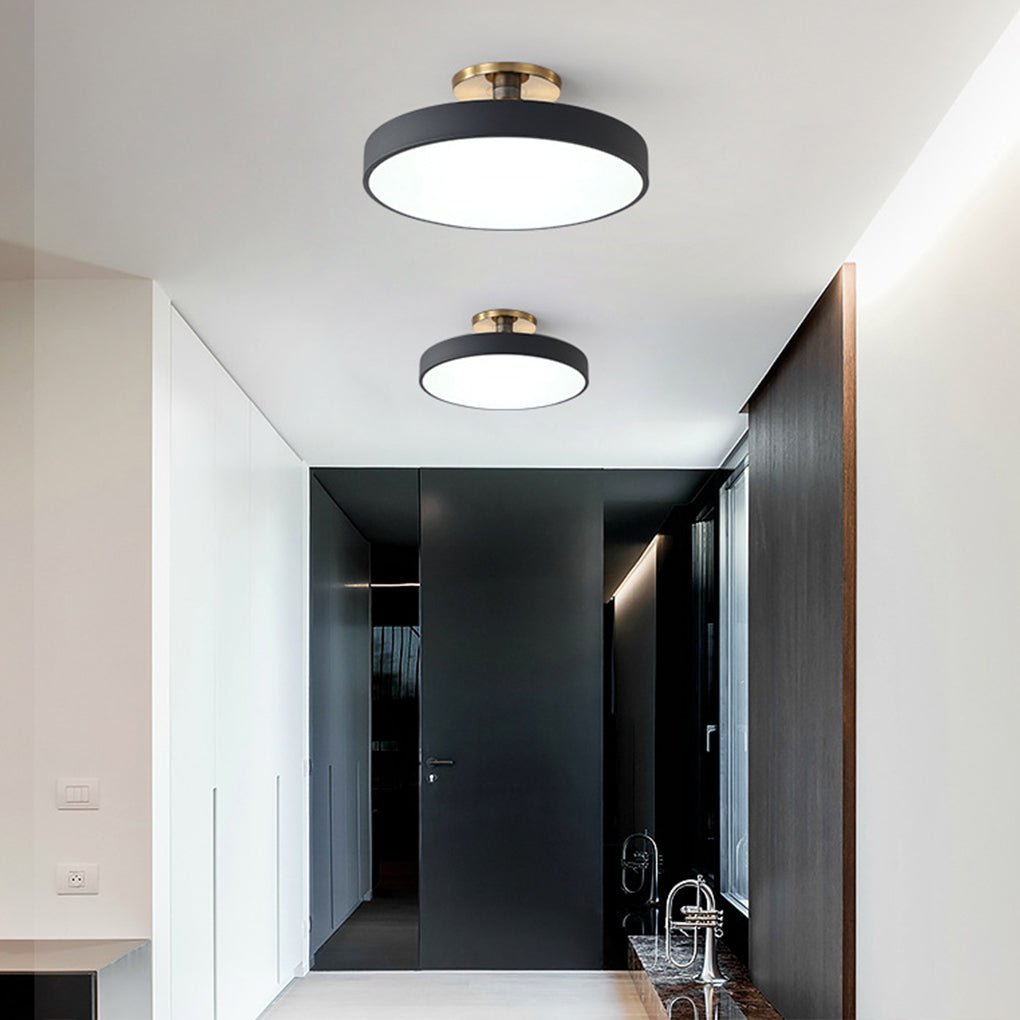 Modern 16 Inch Round LED Flush Mount Ceiling Light Circular Metal Fixture for Home Lighting