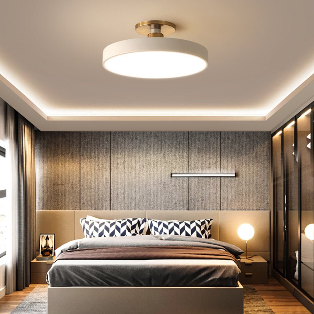 Modern 16 Inch Round LED Flush Mount Ceiling Light Circular Metal Fixture for Home Lighting