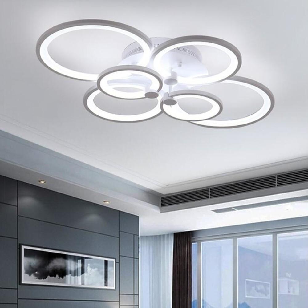 Modern Multi Ring LED Flush Mount Ceiling Light Dimmable Geometric Chandelier for Living Room