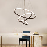Three Ring Adjustable Modern LED Chandelier Dimmable Black Circle Pendant Light Fixture