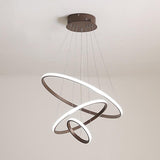 Three Ring Adjustable Modern LED Chandelier Dimmable Black Circle Pendant Light Fixture