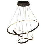Three Ring Adjustable Modern LED Chandelier Dimmable Black Circle Pendant Light Fixture