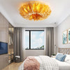 Modern Round Feather LED Flush Mount Ceiling Light for Bedroom and Nursery
