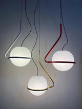 Tonda Curved Metal Hanging Pendant Lamp with Acrylic Diffuser for Modern Interiors