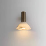 Torres Modern Alabaster Wall Sconce Brass Cone Shade Indoor Lighting Fixture