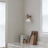Torres Modern Alabaster Wall Sconce Brass Cone Shade Indoor Lighting Fixture