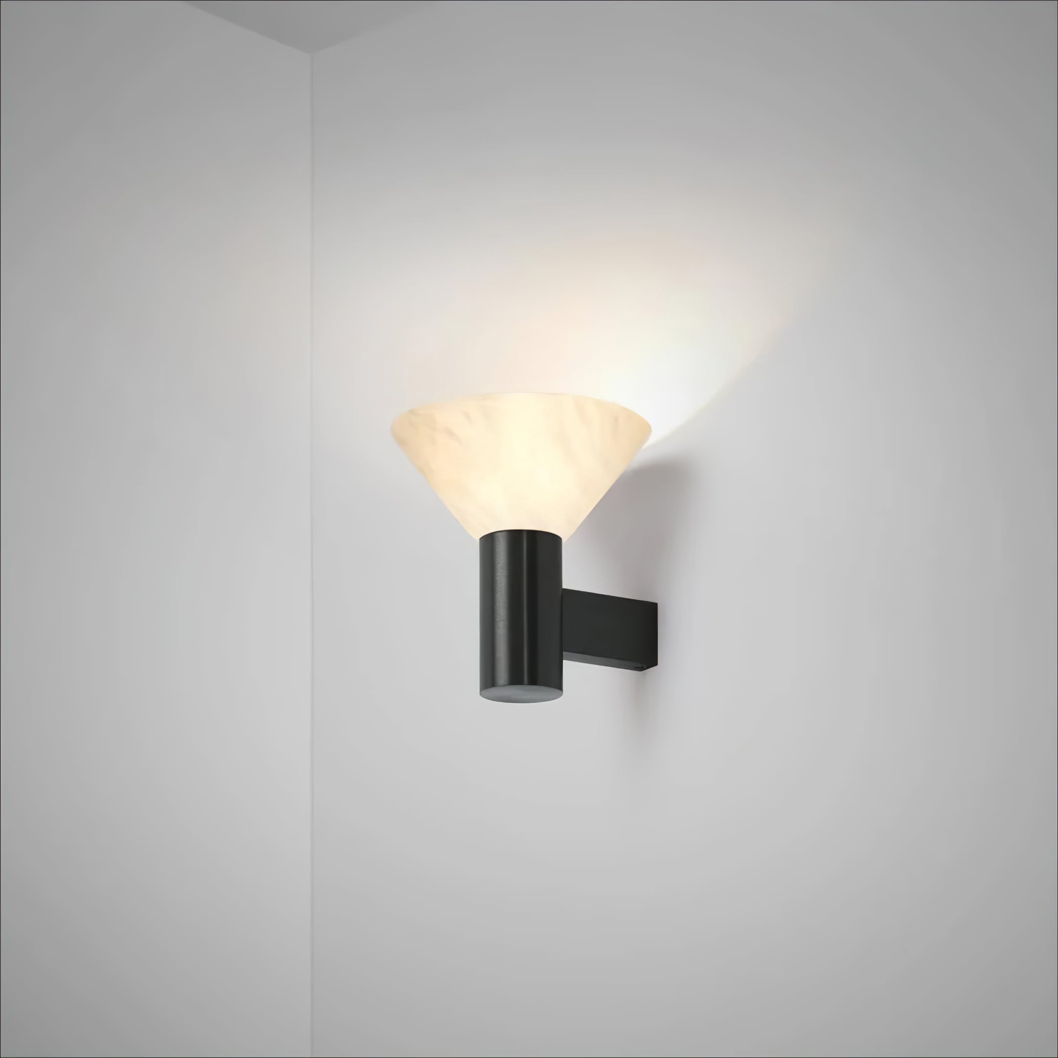 Torres Modern Alabaster Wall Sconce Brass Cone Shade Indoor Lighting Fixture