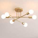 Modern 6 Light Globe Sputnik Semi Flush Mount Ceiling Light Fixture for Living Room Bedroom
