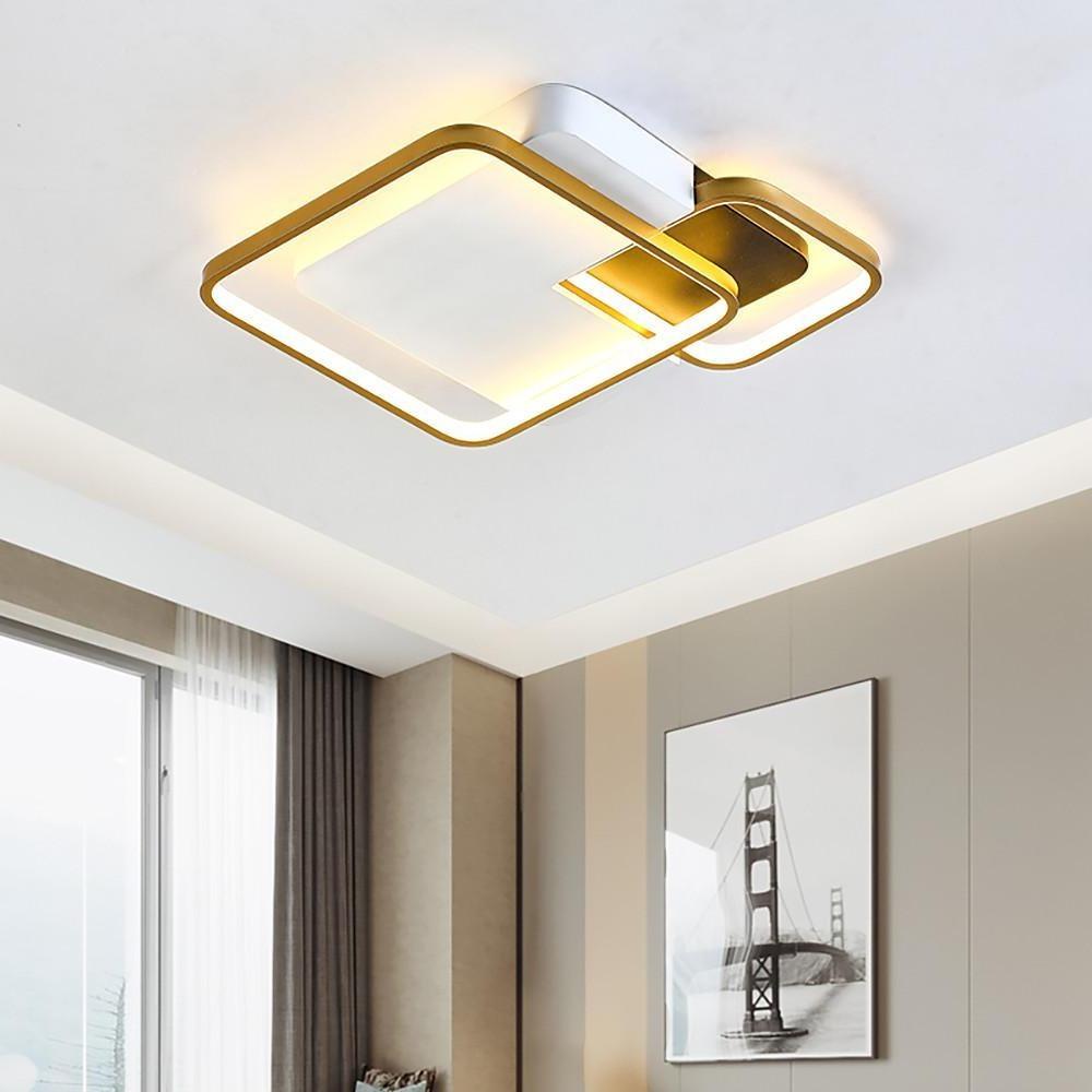 Modern Gold Geometric LED Flush Mount Ceiling Light for Nordic Living Room Decor