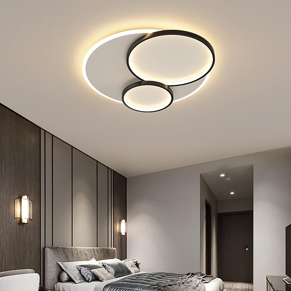 Modern Three Ring Geometric LED Ceiling Light Metal Flush Mount Fixture for Bedroom and Living Room