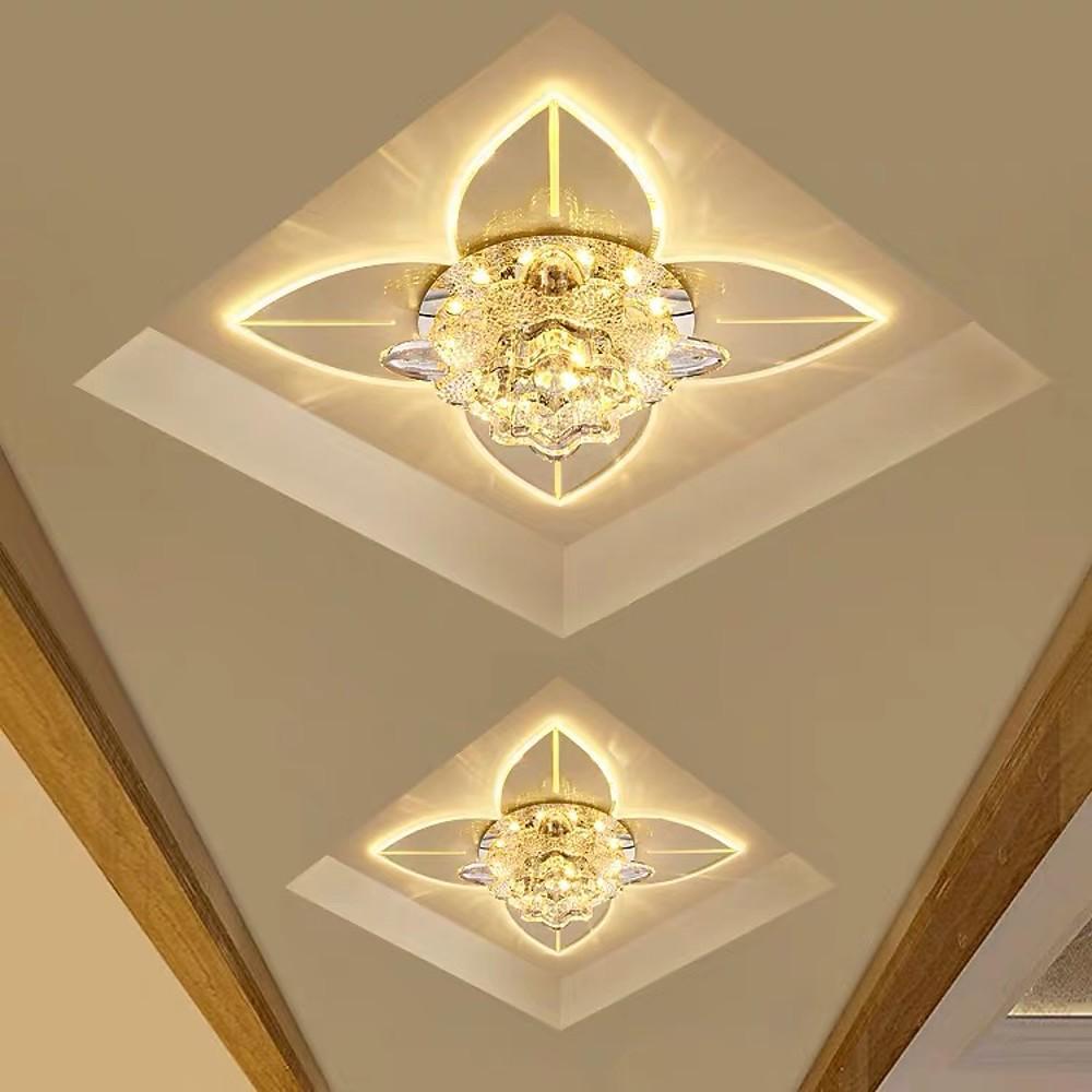 Modern 4 Pointed Star LED Crystal Ceiling Light Multi Color Flush Mount for Bedroom