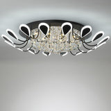 Modern Flower Crystal LED Flush Mount Ceiling Light Dimmable Chandelier for Living Room