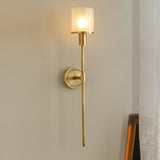 Tracie Transitional Alabaster and Glass Wall Sconce Light for Bathroom Vanity