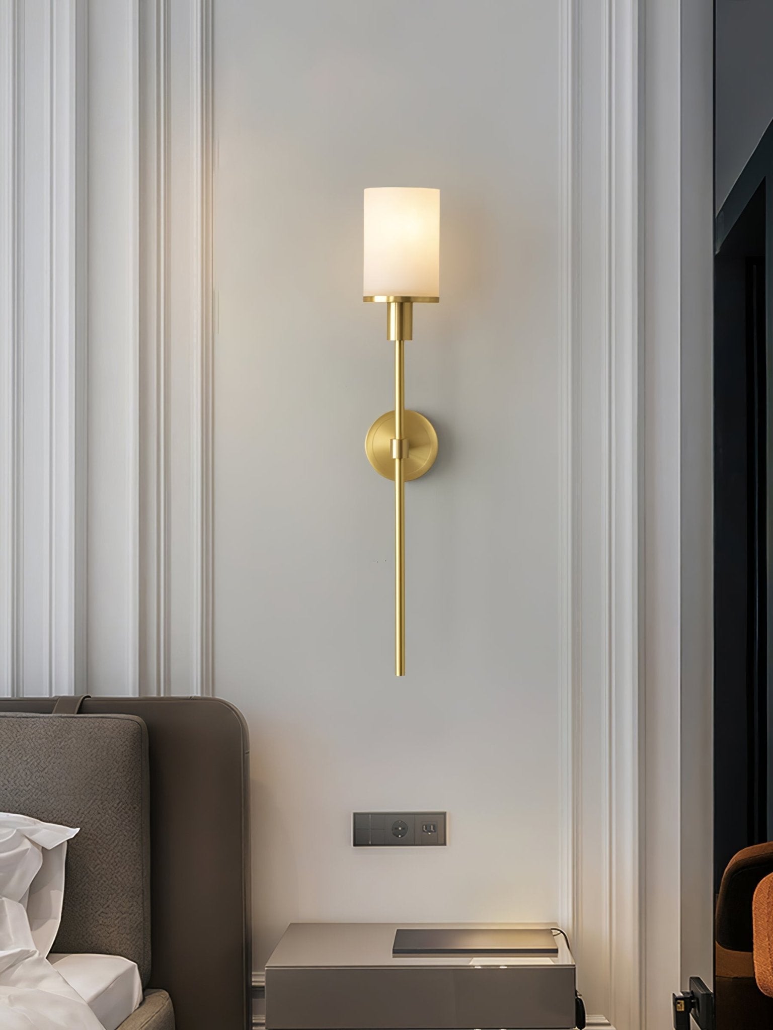 Tracie Transitional Alabaster and Glass Wall Sconce Light for Bathroom Vanity
