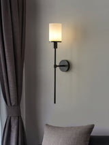 Tracie Transitional Alabaster and Glass Wall Sconce Light for Bathroom Vanity