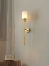 Tracie Transitional Alabaster and Glass Wall Sconce Light for Bathroom Vanity