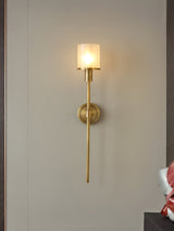 Tracie Transitional Alabaster and Glass Wall Sconce Light for Bathroom Vanity
