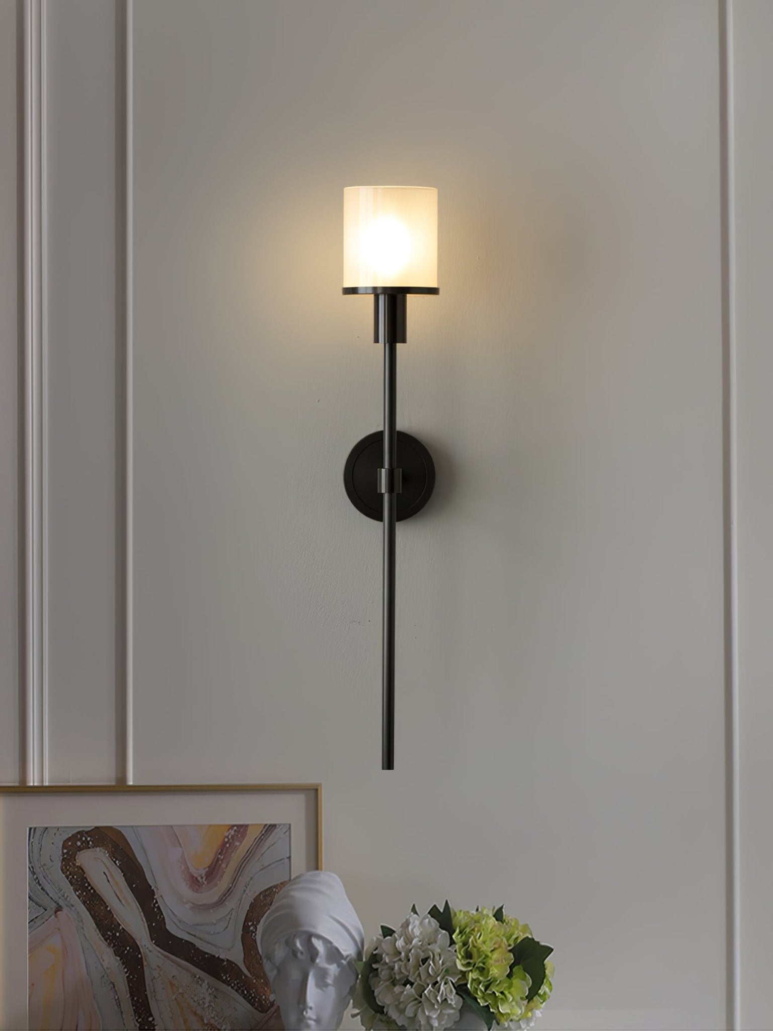 Tracie Transitional Alabaster and Glass Wall Sconce Light for Bathroom Vanity