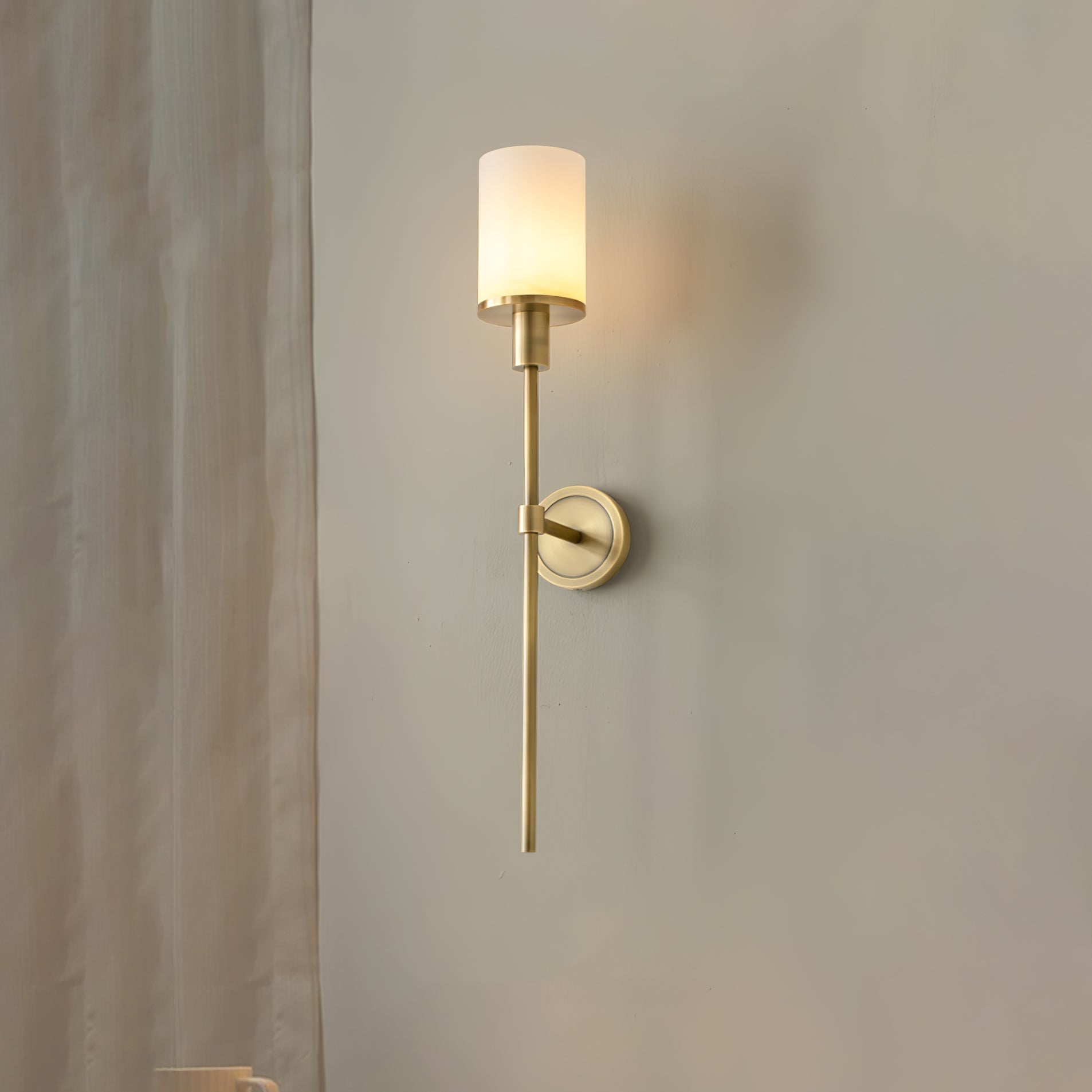 Tracie Transitional Alabaster and Glass Wall Sconce Light for Bathroom Vanity