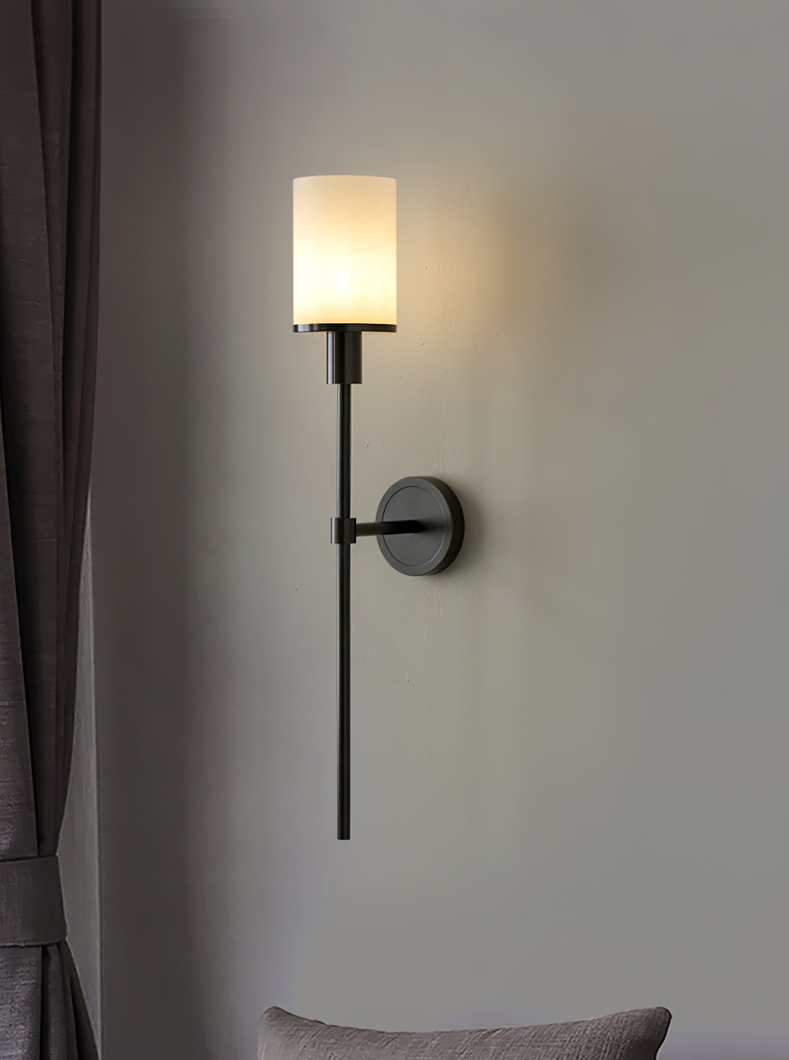 Tracie Transitional Alabaster and Glass Wall Sconce Light for Bathroom Vanity