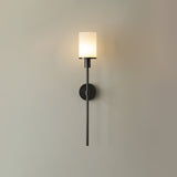 Tracie Transitional Alabaster and Glass Wall Sconce Light for Bathroom Vanity