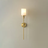 Tracie Transitional Alabaster and Glass Wall Sconce Light for Bathroom Vanity