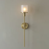 Tracie Transitional Alabaster and Glass Wall Sconce Light for Bathroom Vanity