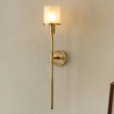 Tracie Transitional Alabaster and Glass Wall Sconce Light for Bathroom Vanity