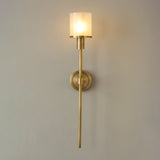 Tracie Transitional Alabaster and Glass Wall Sconce Light for Bathroom Vanity