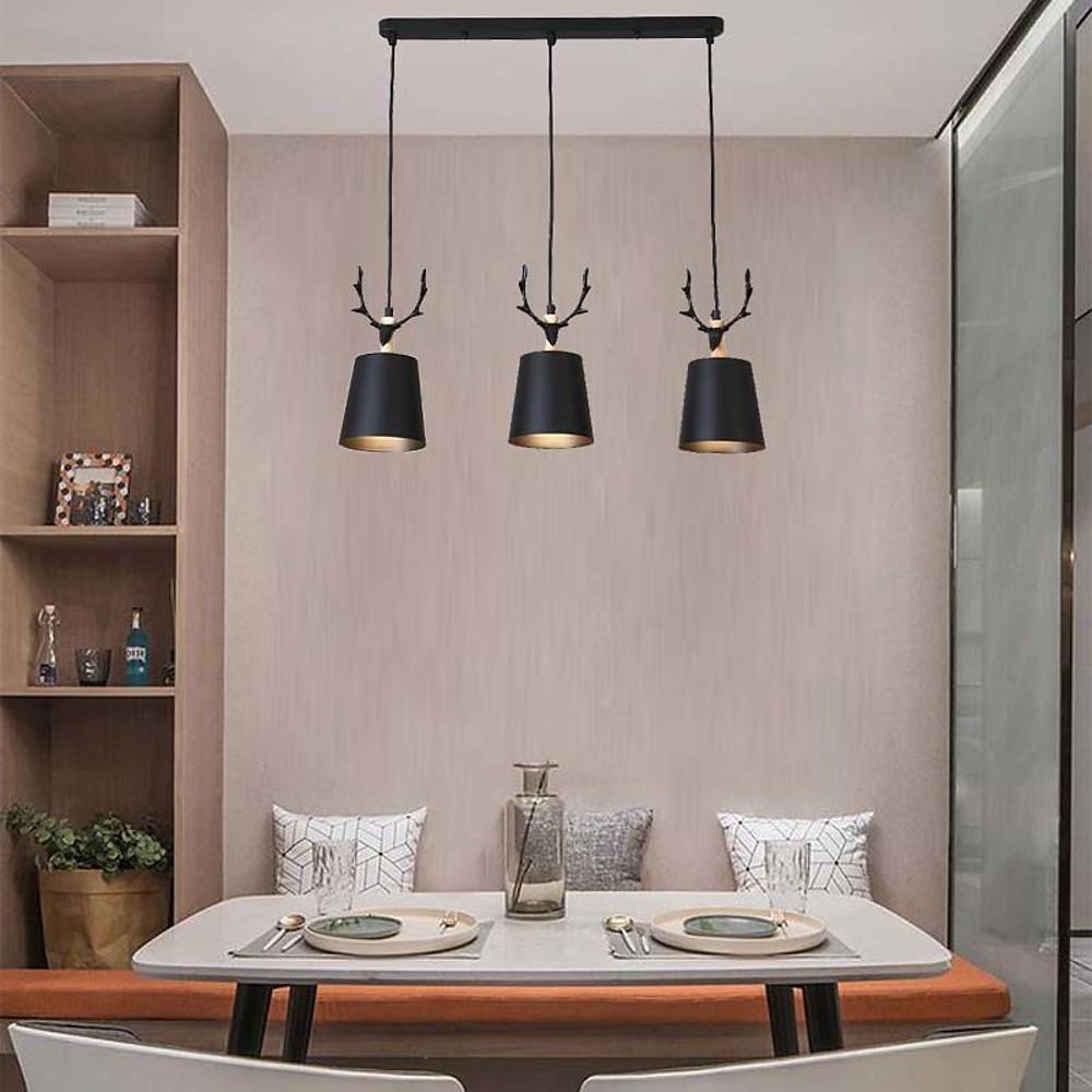 Traditional 3 Light Antler Design Country Chandelier Metal Pendant Ceiling Light for Farmhouse Decor