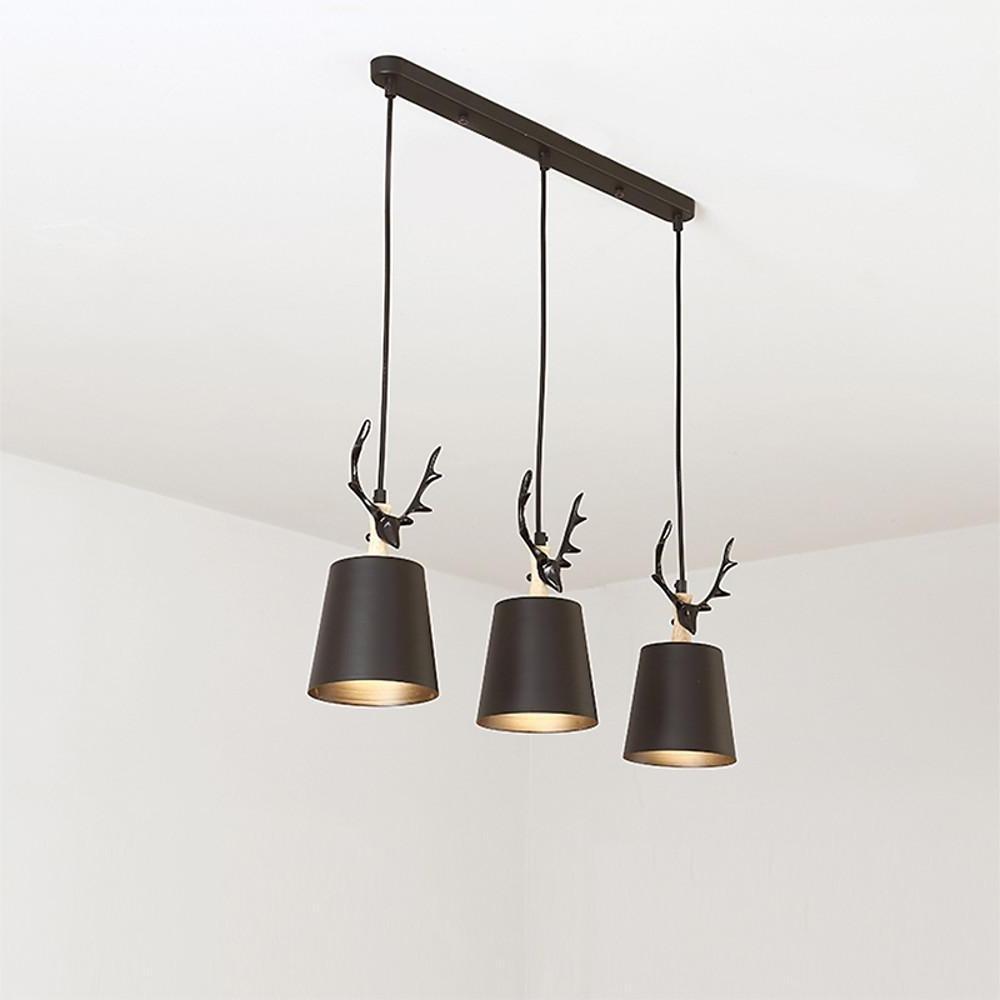 Traditional 3 Light Antler Design Country Chandelier Metal Pendant Ceiling Light for Farmhouse Decor