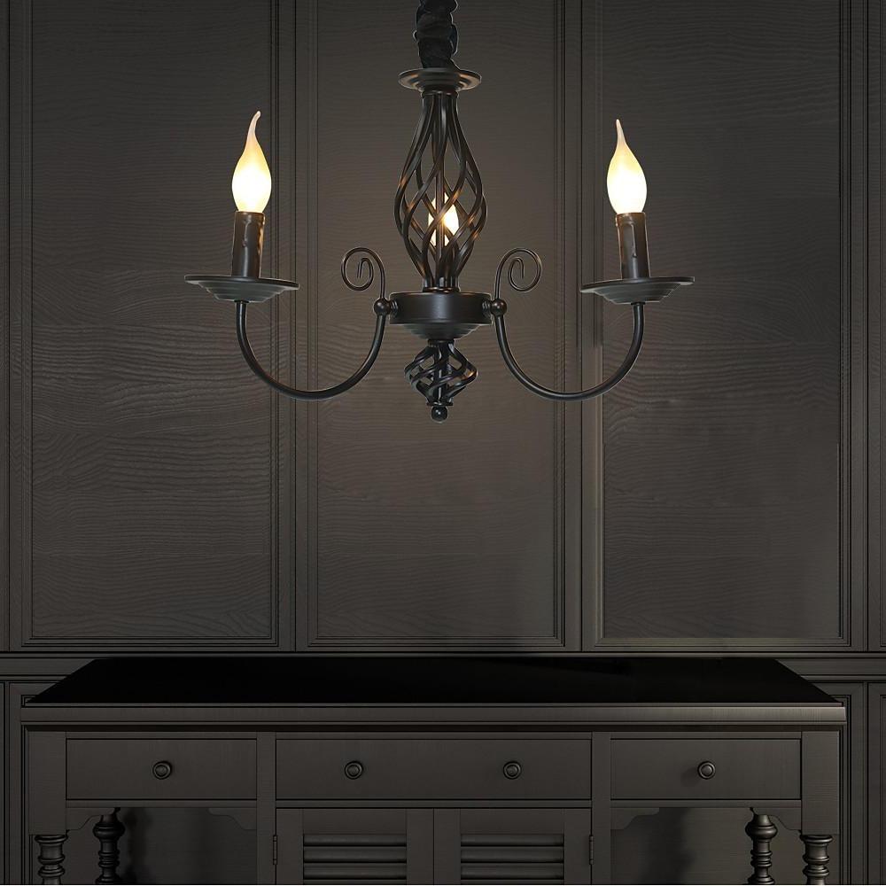 Traditional 3 Light Candle Style Farmhouse Chandelier in Oil Rubbed Bronze Finish