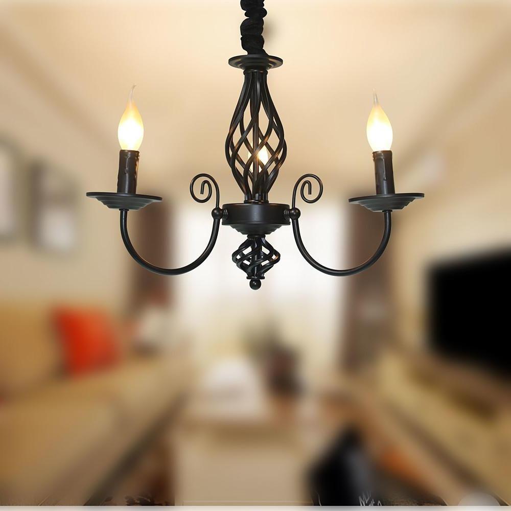 Traditional 3 Light Candle Style Farmhouse Chandelier in Oil Rubbed Bronze Finish