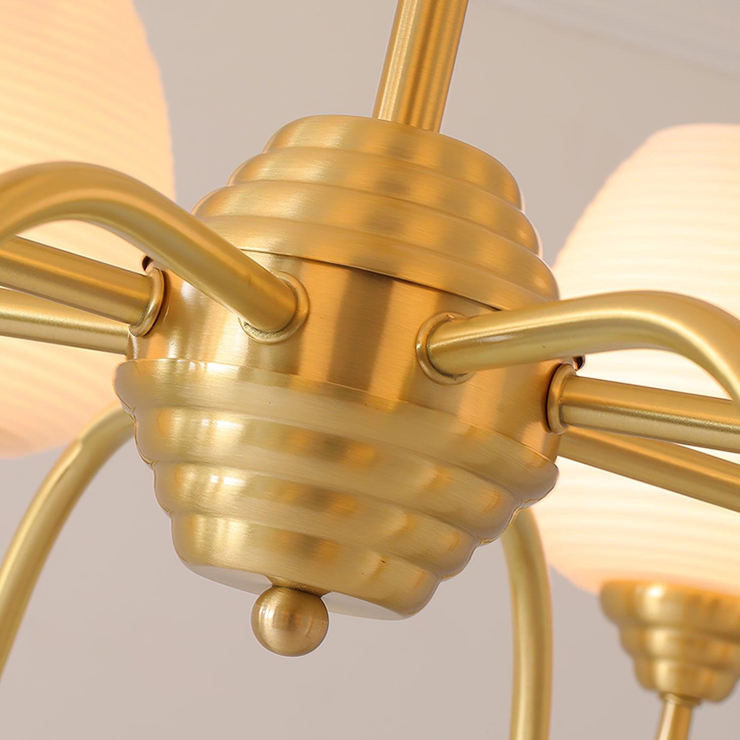 Traditional Antique Brass Electrolier Chandelier with White Glass Shades