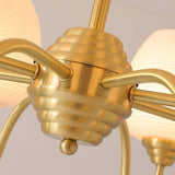 Traditional Antique Brass Electrolier Chandelier with White Glass Shades