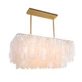 Traditional Brass Finish Capiz Shell Pendant Chandelier with 3 Light Fixtures