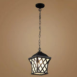 Traditional Glass Lantern Pendant Lighting with Electroplated Metal Finish and Adjustable Cord