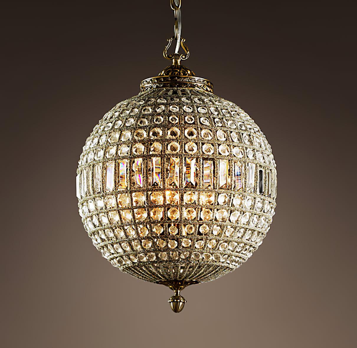 Traditional Gold Crystal Globe Pendant Chandelier for Elegant Interior Lighting
