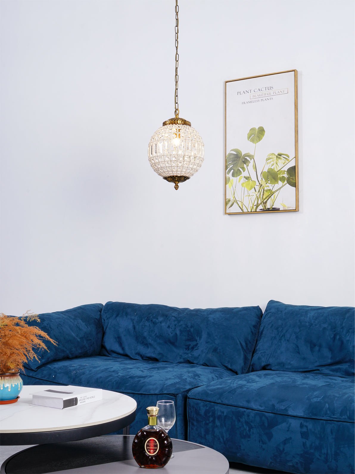 Traditional Gold Crystal Globe Pendant Chandelier for Elegant Interior Lighting