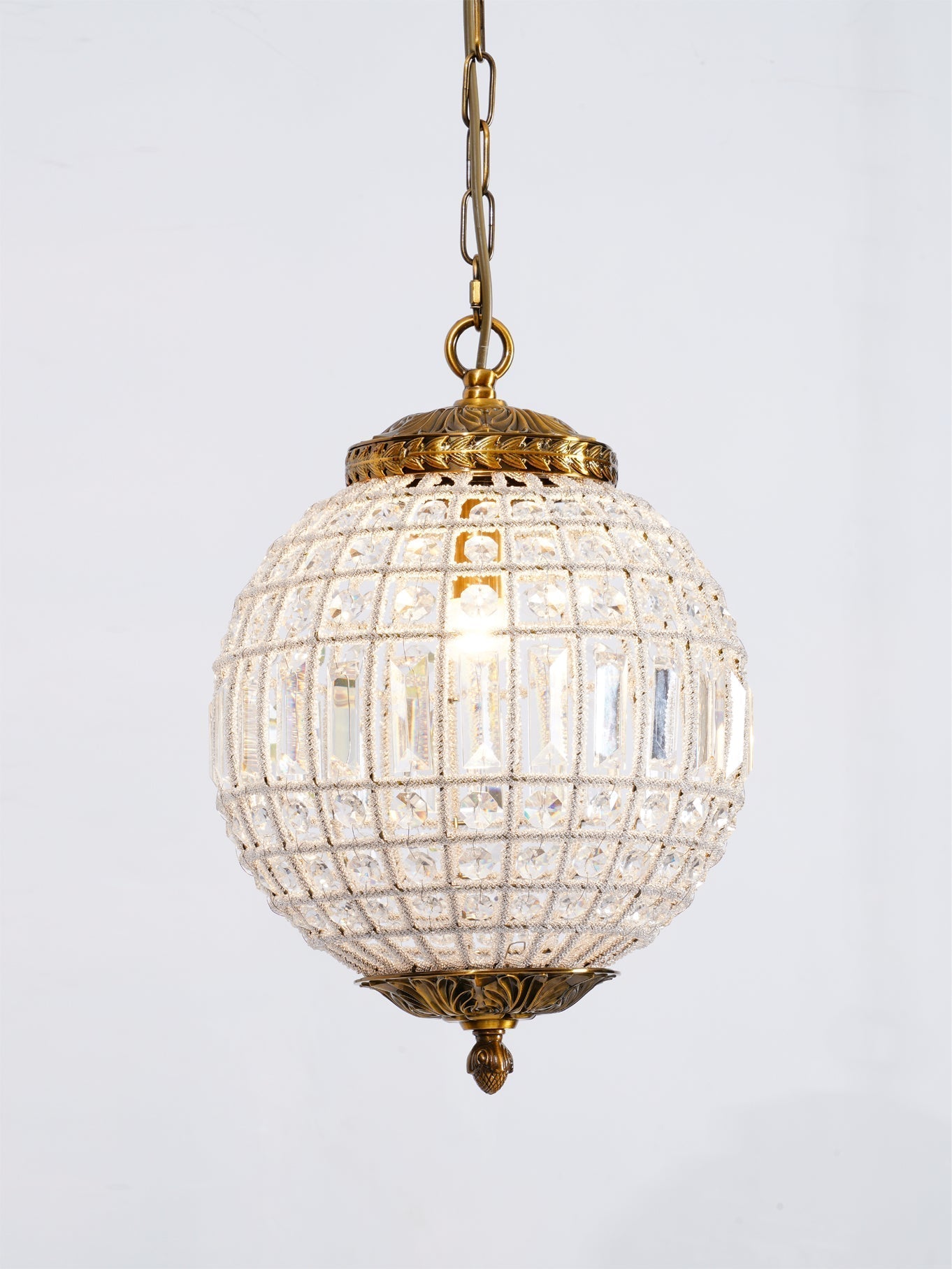 Traditional Gold Crystal Globe Pendant Chandelier for Elegant Interior Lighting