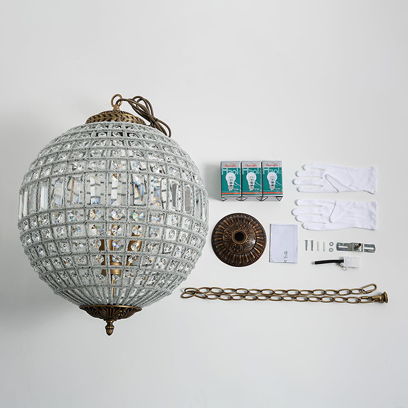 Traditional Gold Crystal Globe Pendant Chandelier for Elegant Interior Lighting