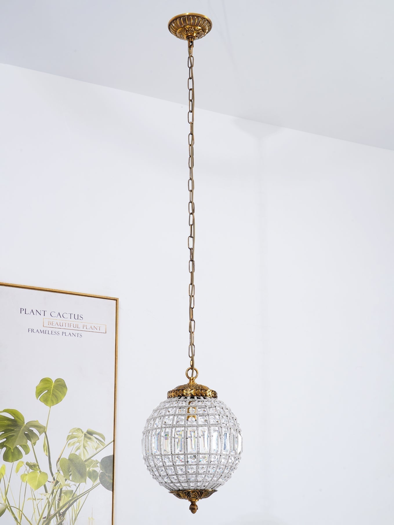 Traditional Gold Crystal Globe Pendant Chandelier for Elegant Interior Lighting