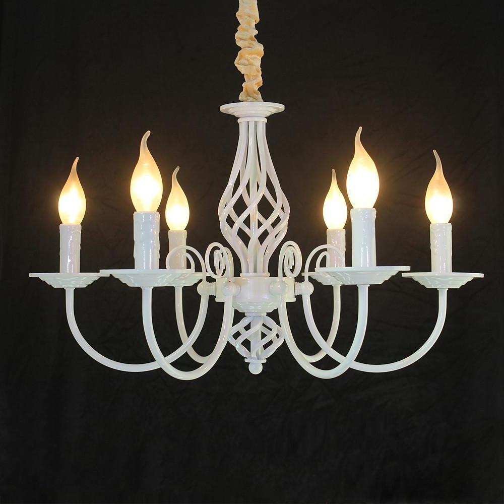 Traditional Metal Rustic Candle Chandelier 6 Light Farmhouse Pendant Lighting