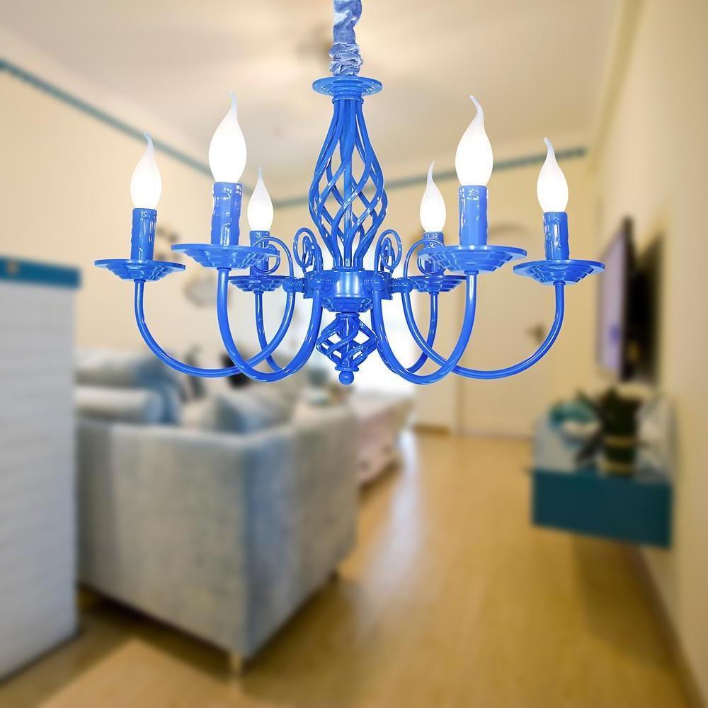 Traditional Metal Rustic Candle Chandelier 6 Light Farmhouse Pendant Lighting