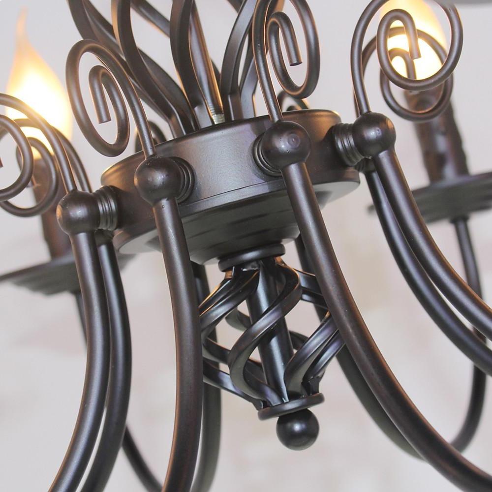 Traditional Metal Rustic Candle Chandelier 6 Light Farmhouse Pendant Lighting
