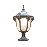 Traditional Solar Powered Outdoor Pier Mount Post Light Waterproof LED Lantern in Black or Bronze