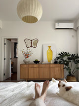 Traditional Spherical Fabric Lantern Pendant Light with Walnut and Gold Accents